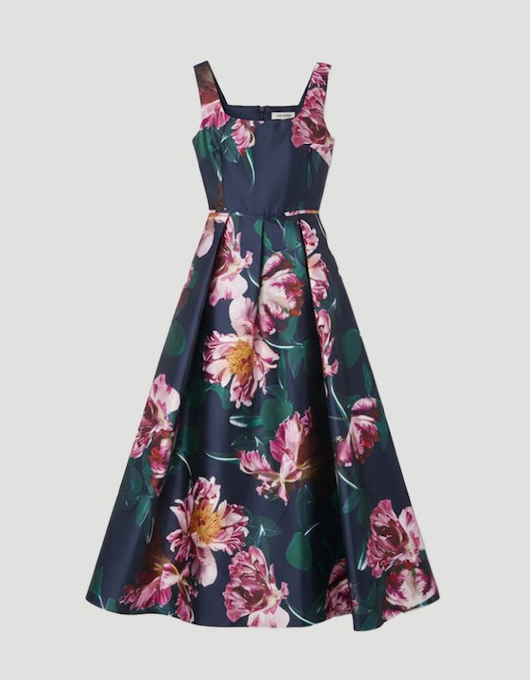 Plus Size Romantic Floral Print Prom Woven Maxi Dress