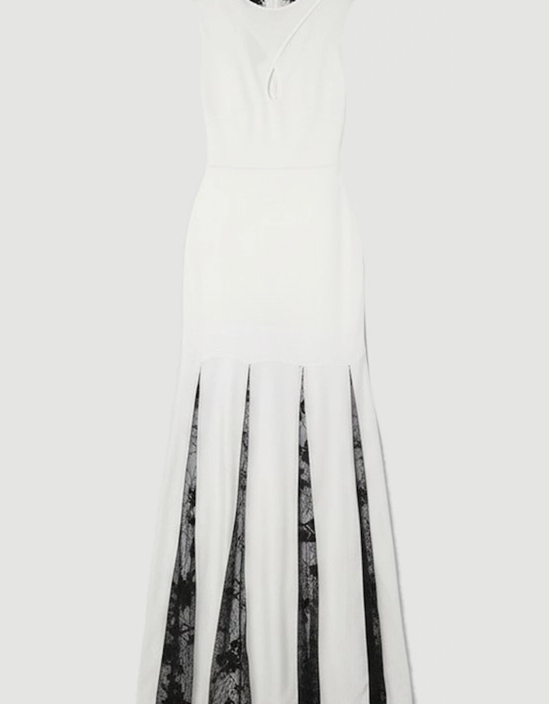 Viscose Blend Slinky Sheer Lace Detail Knit Maxi Dress