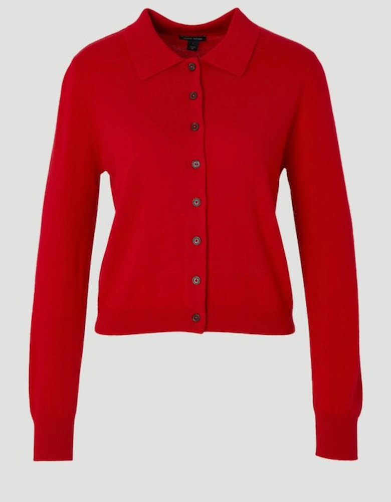 Cashmere Wool Blend Knit Collar Cardigan