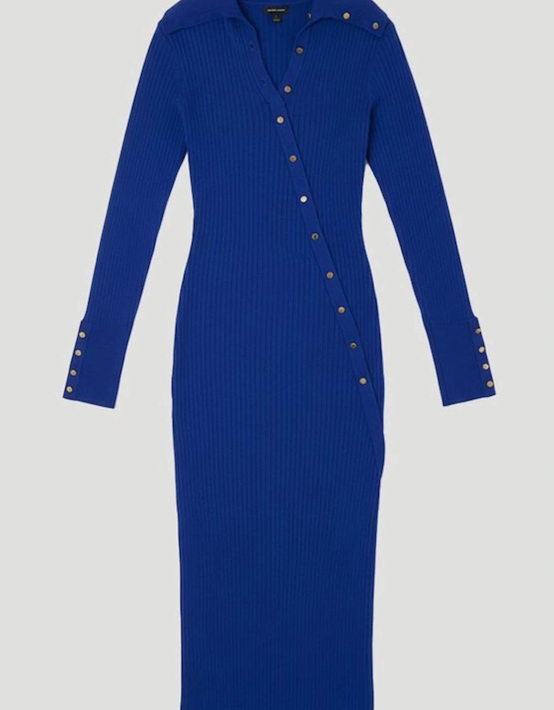 Viscose Blend Trim Detail Knit Midi Dress