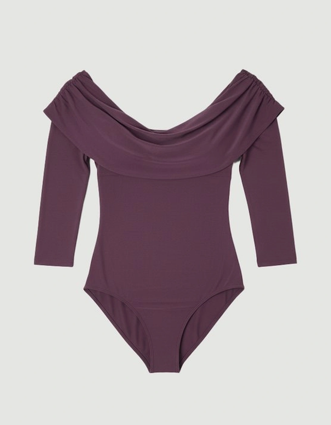 Stretch Drapey Crepe Ruched Plunge Neck Sleeveless Bodysuit