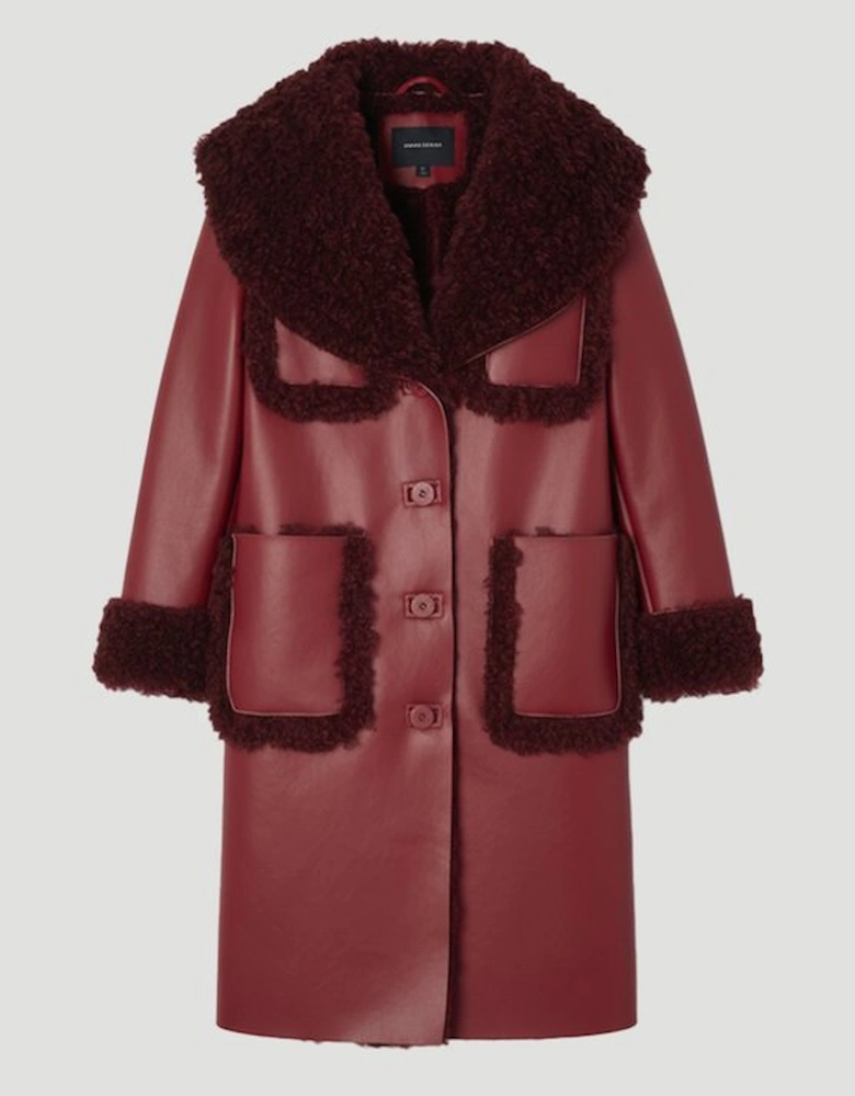 Faux Fur Pocket Detail Midi Coat