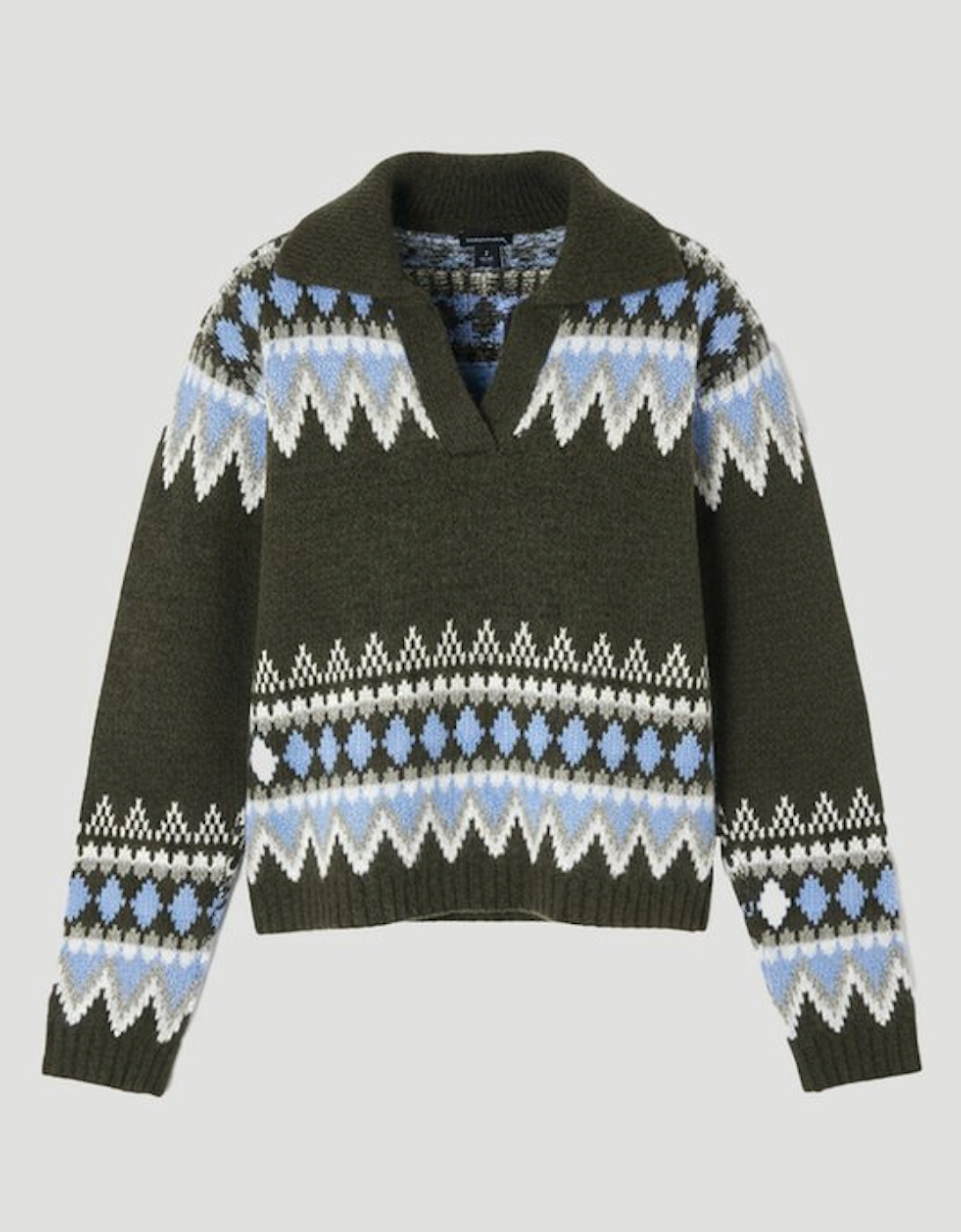 Fairisle Pattern V Neck Knit Jumper
