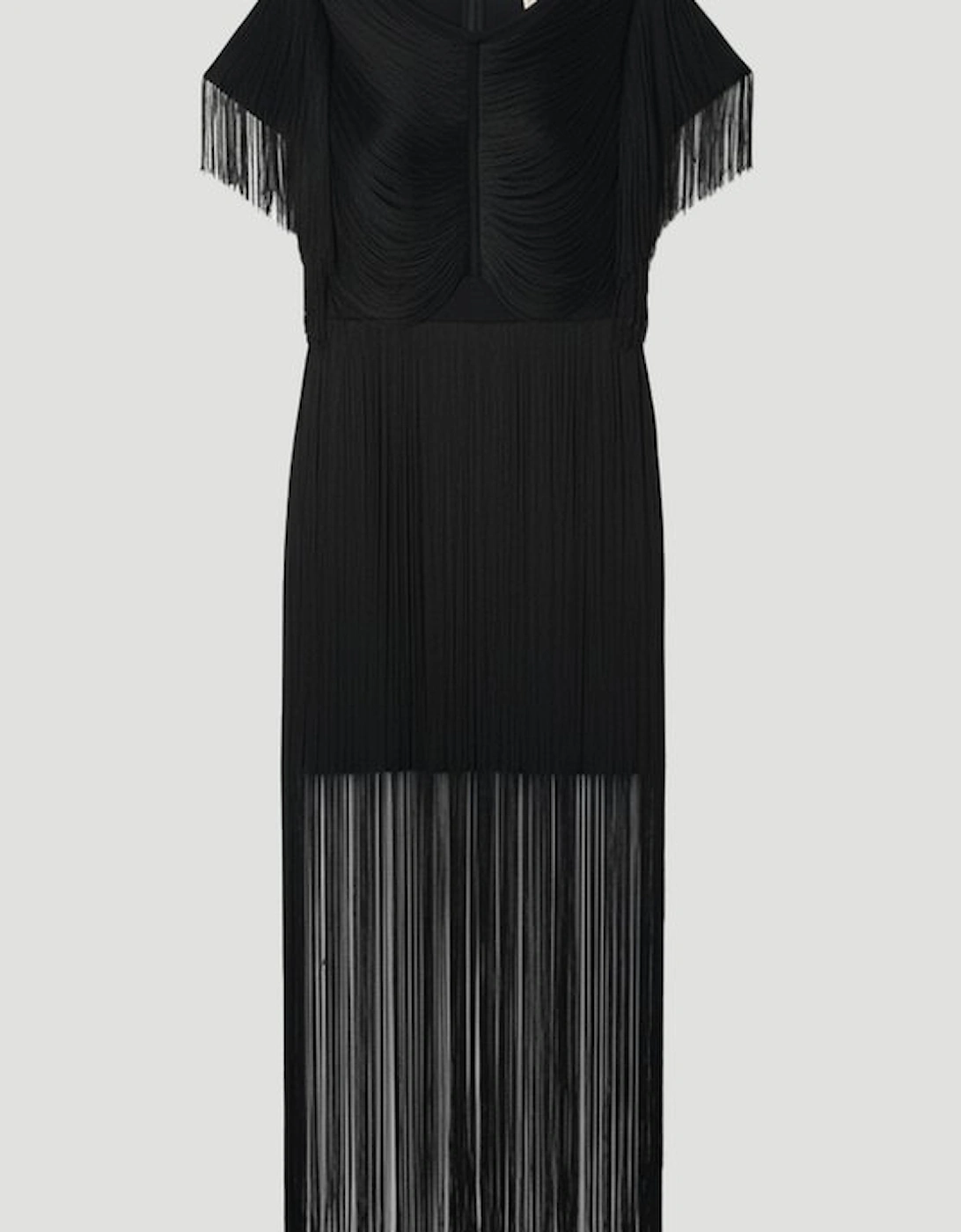 Maxi Draped Fringe Knitted Mini Dress