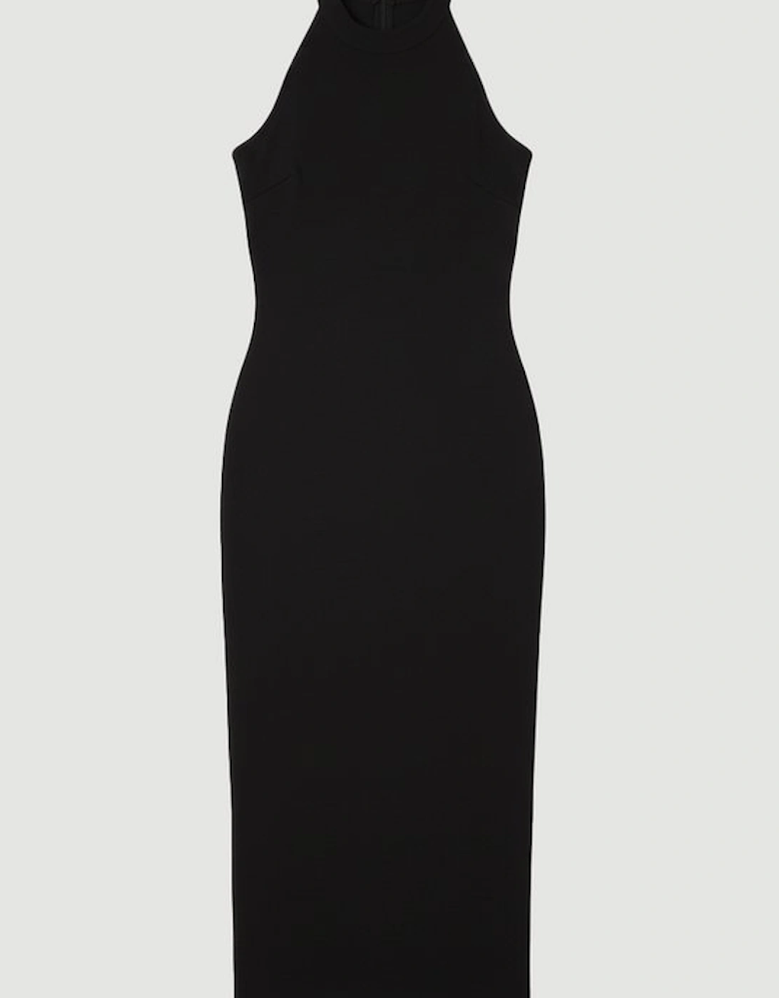 Viscose Blend Slinky Sheer Lace Back Detail Knit Midi Dress