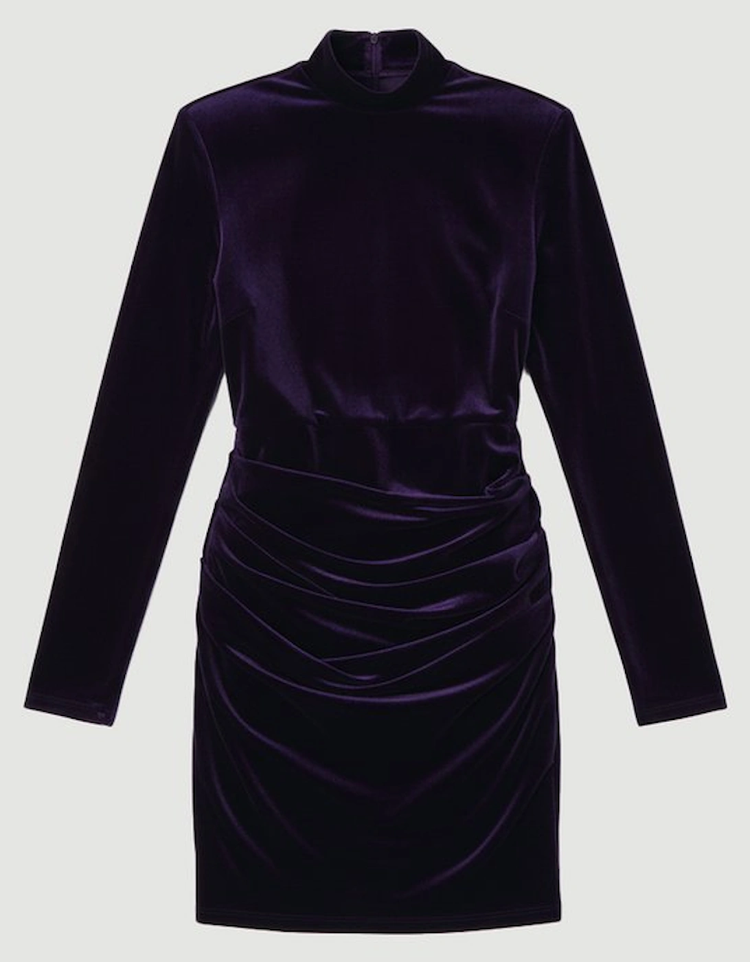 Plus Size Tailored Velvet High Neck Mini Dress