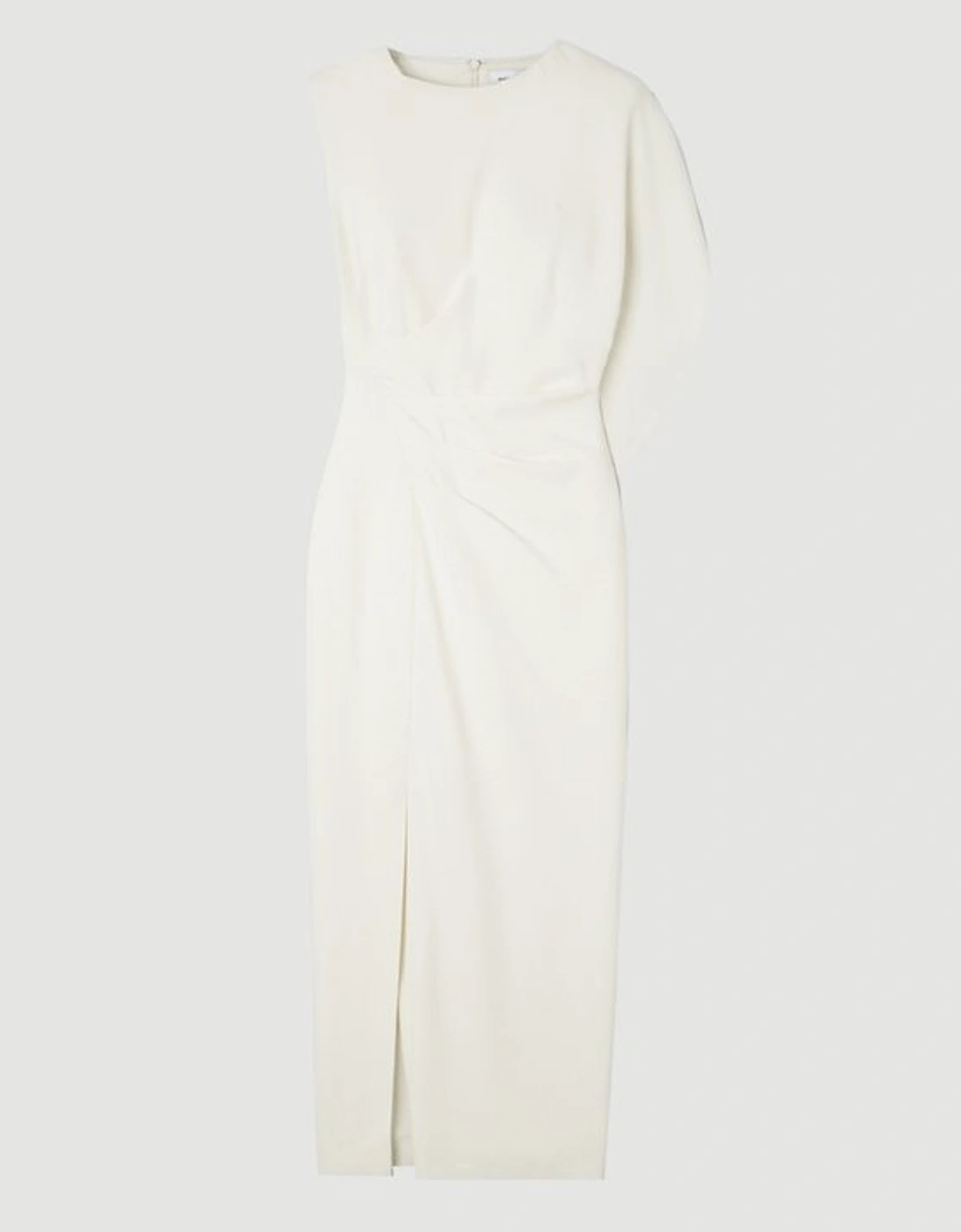 Soft Tailored Asymmetric Sleeve Midi Dress