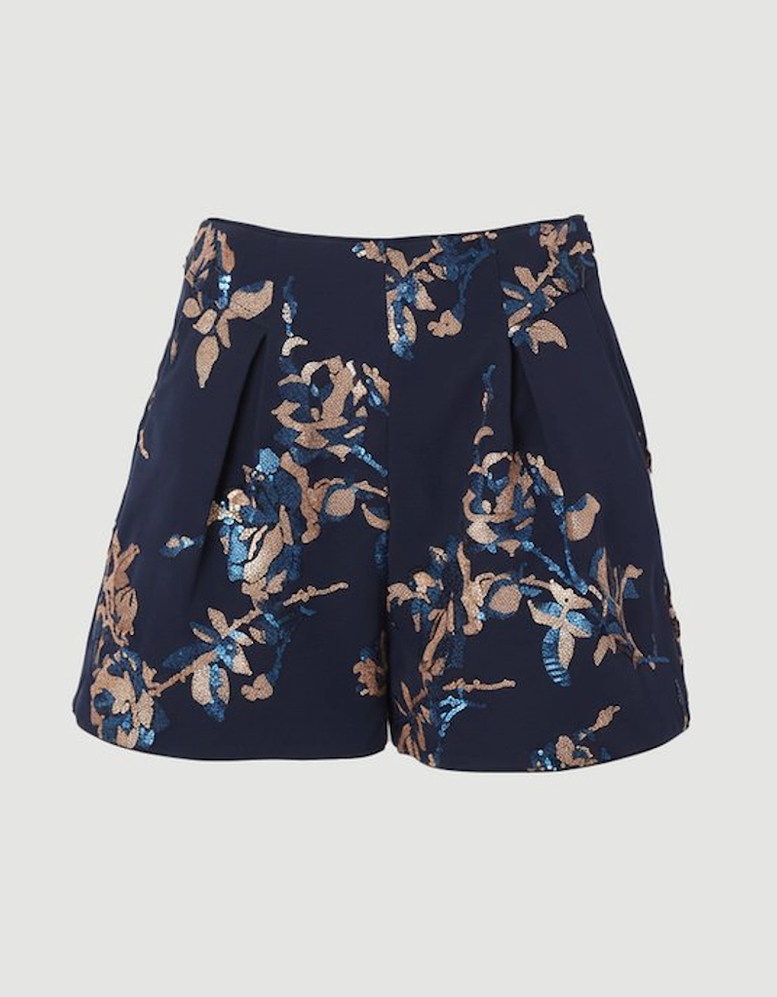 Satin Sequin And Embroidered Woven Shorts