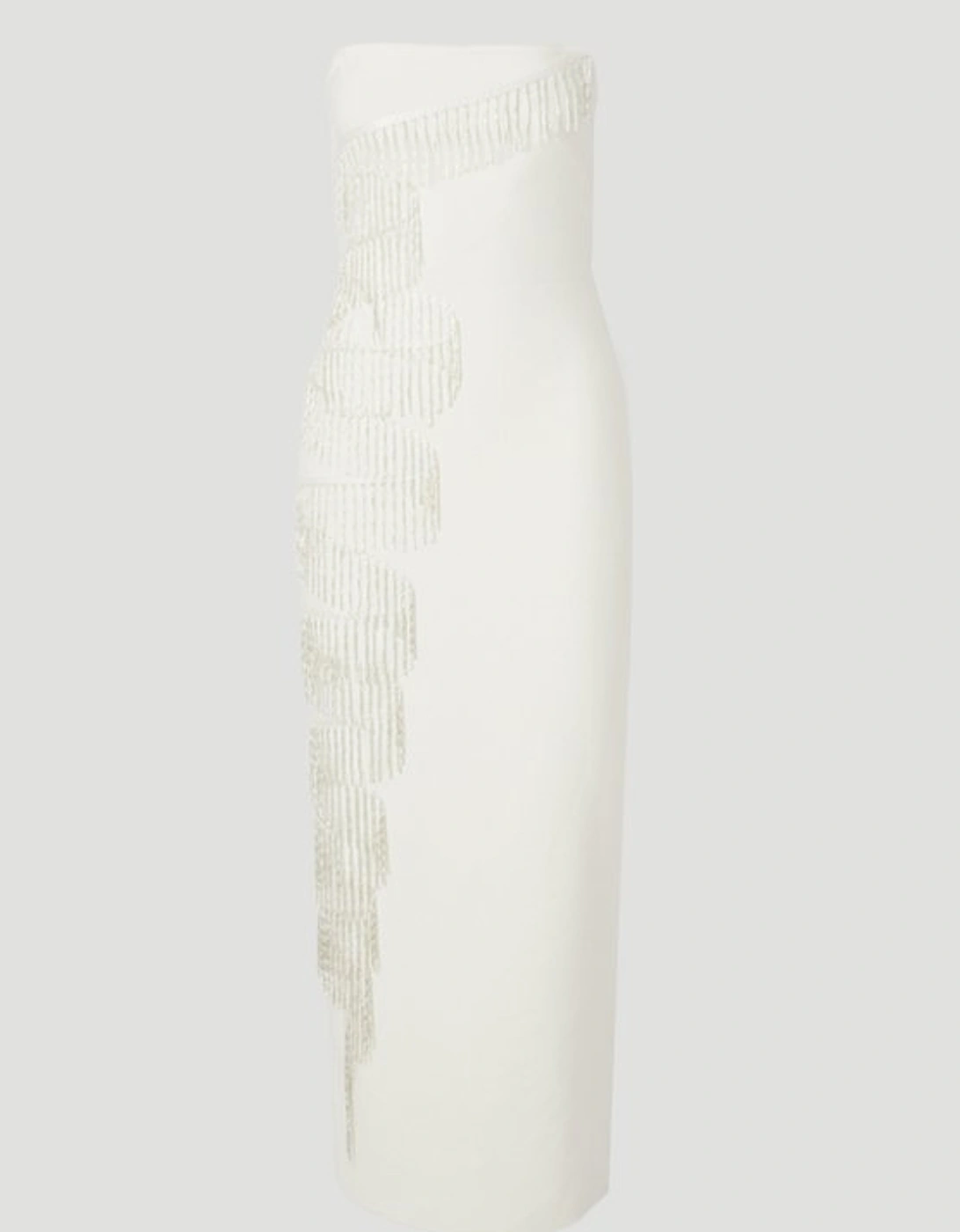 Embellished Fringe Bandeau Figure Form Maxi Dress