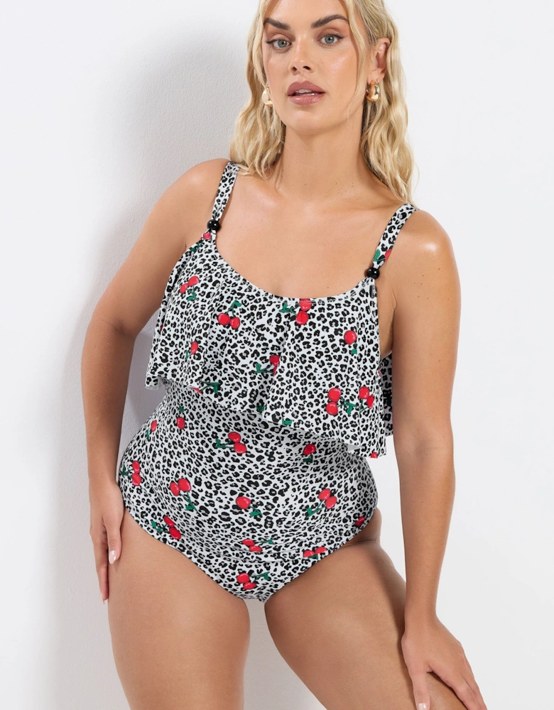 Leopard Print Frill Swimsuit
