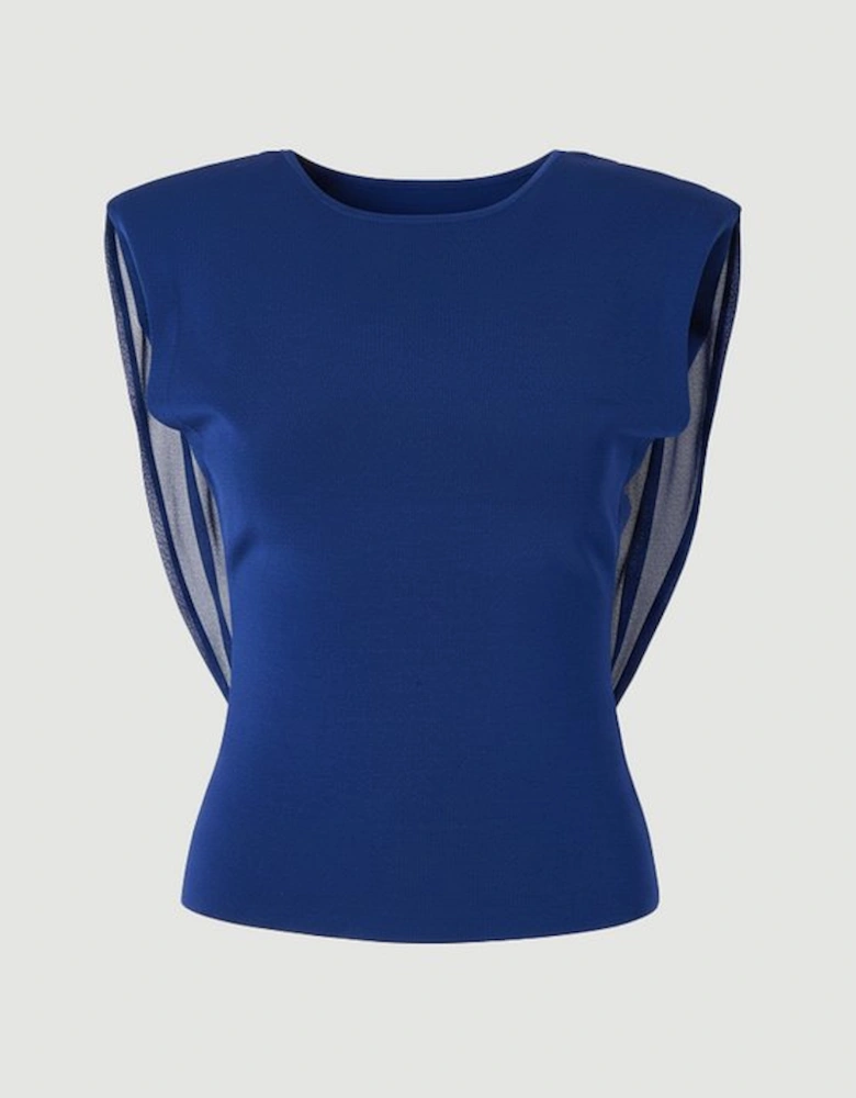 Viscose Blend Slinky Drape Plunge Back Knit Top