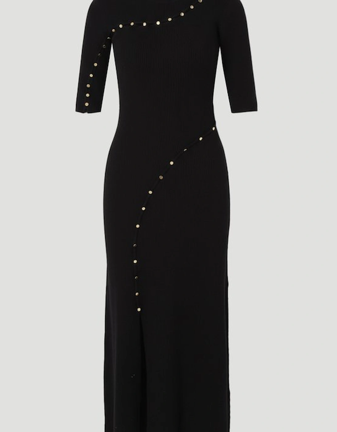 Petite Viscose Blend Cut Out Trim Detail Knit Midi Dress