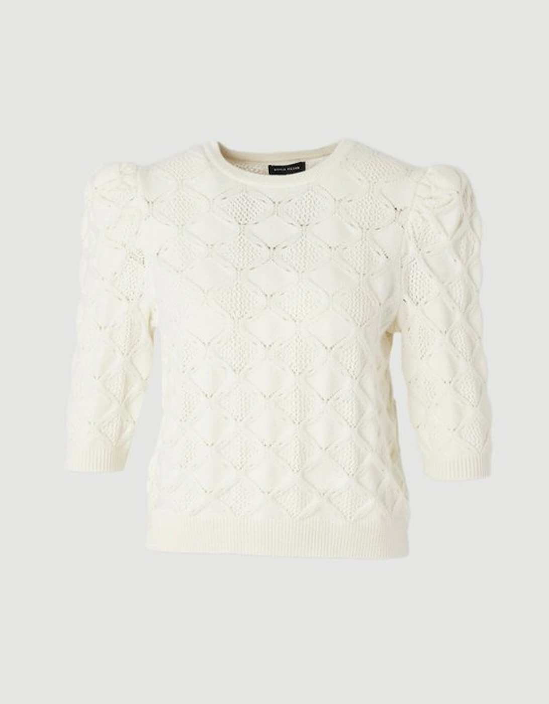 Cable Stitch Puff Sleeve Top