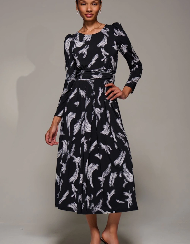 Puff Long Sleeve Jersey Maxi Dress