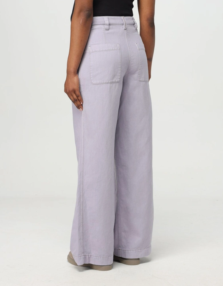 Wide Leg Pleated Cotton Pants