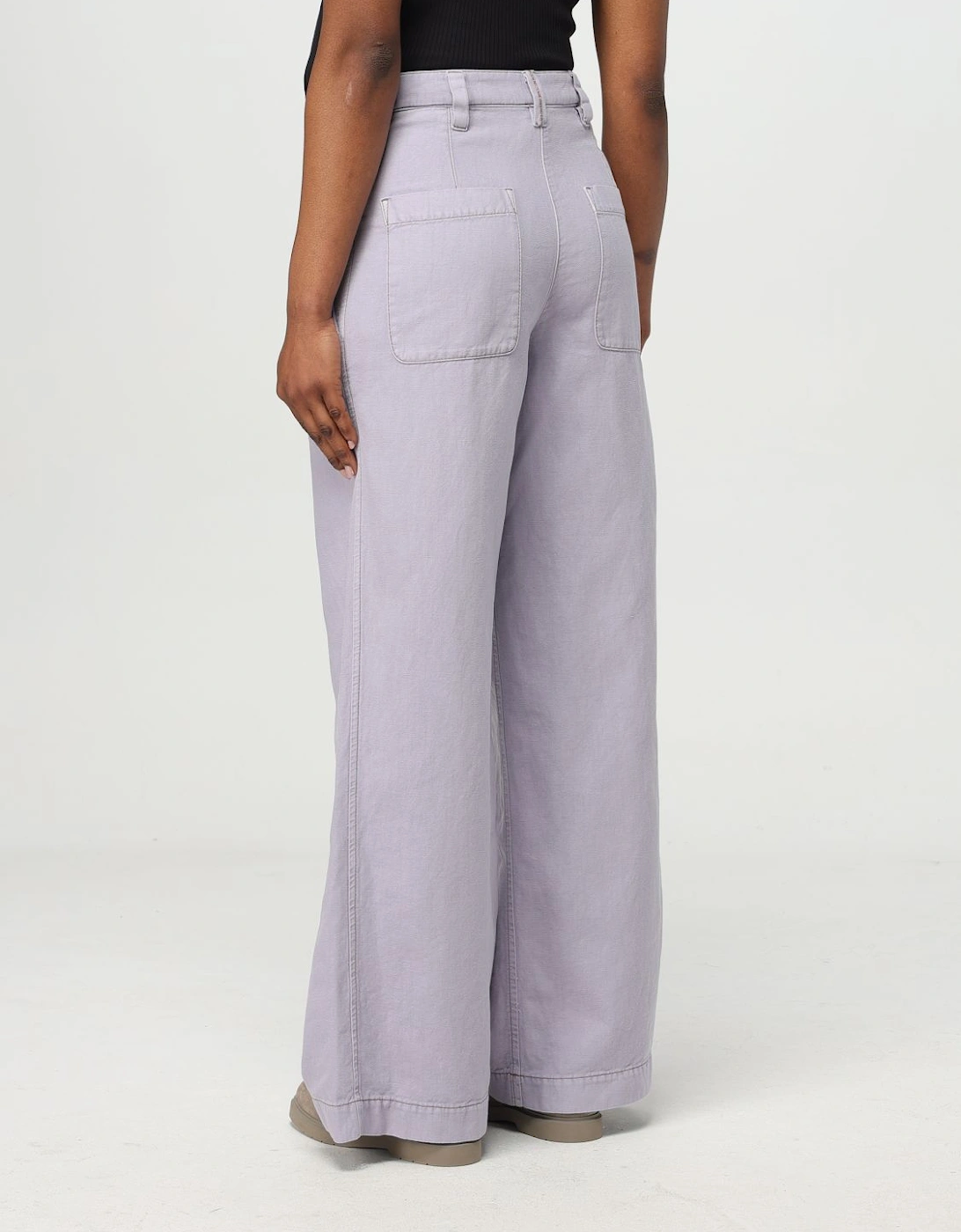 Wide Leg Pleated Cotton Pants