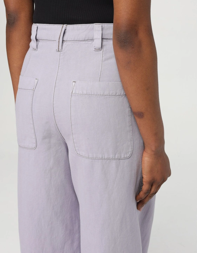 Wide Leg Pleated Cotton Pants