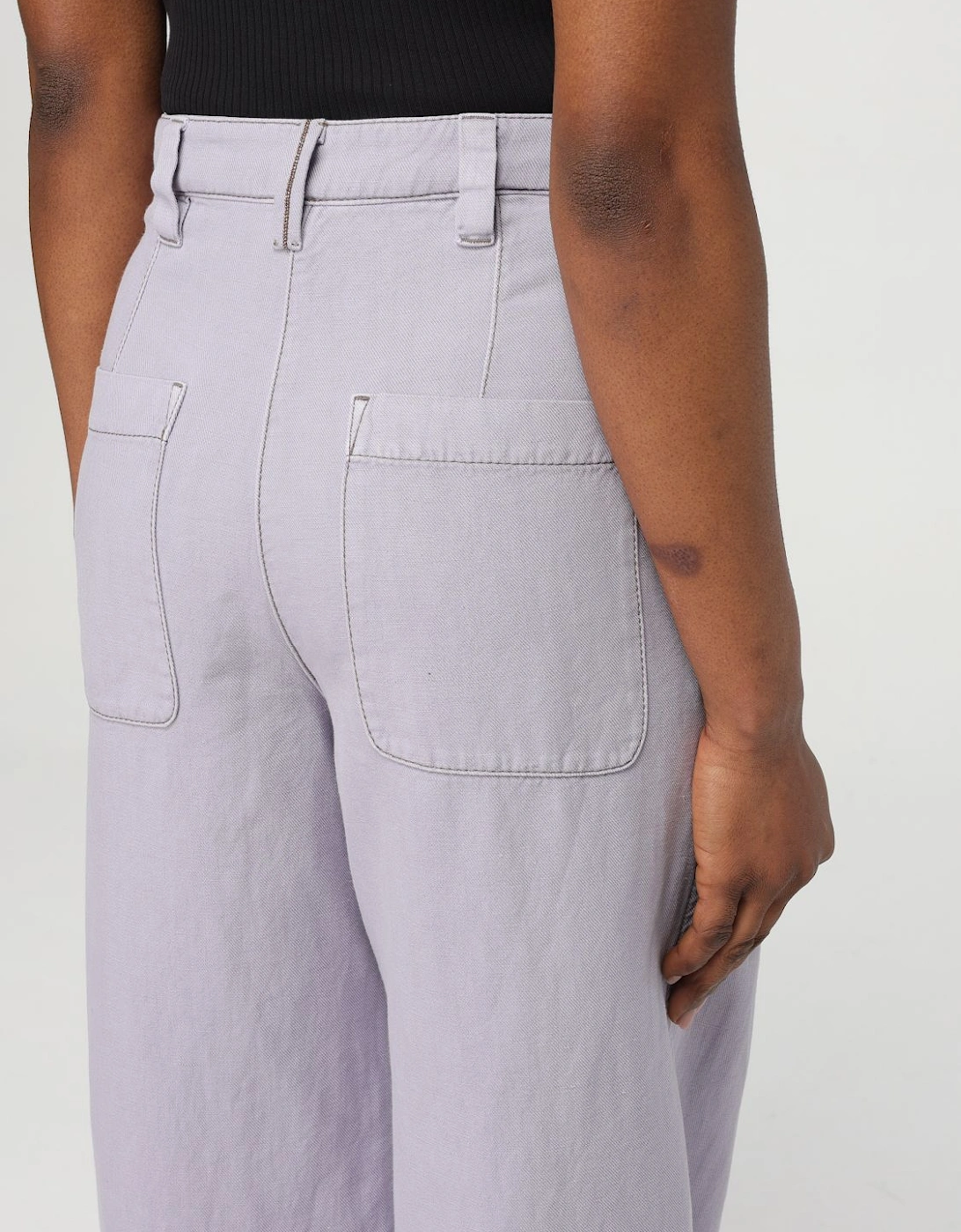 Wide Leg Pleated Cotton Pants