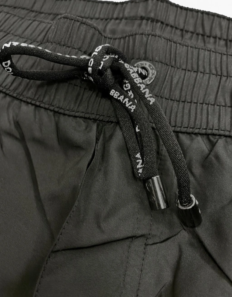 Men's Black Short Jacquard Swim Trunks