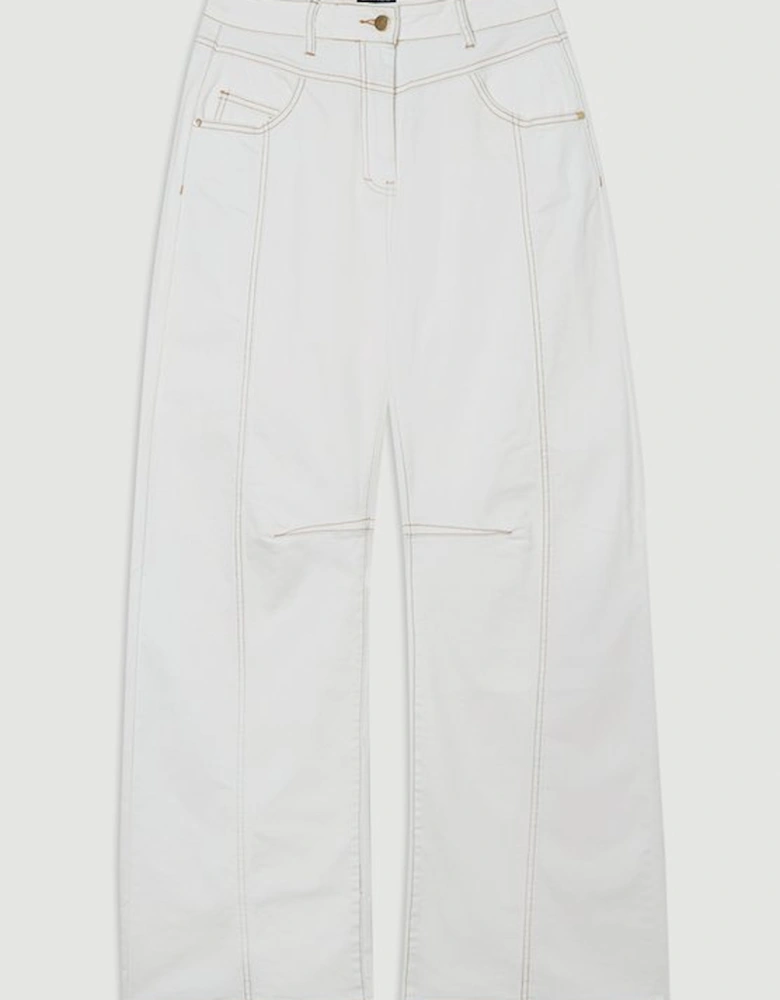Contrast Stitch Detail Barrel Leg Denim Jean