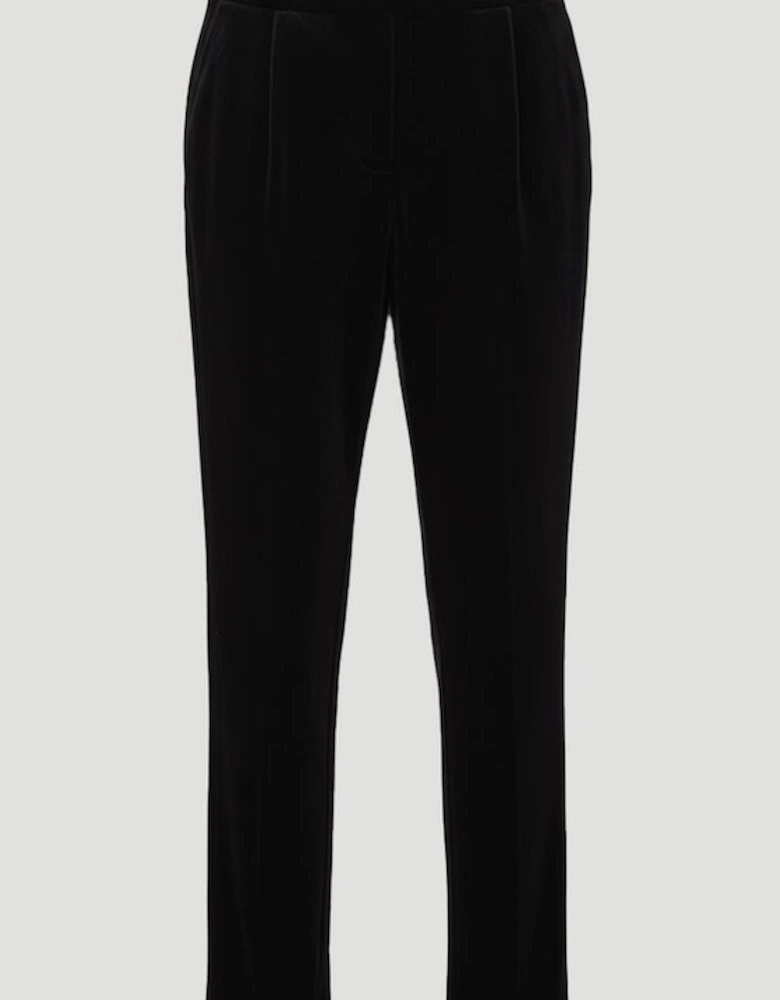 Tailored Velvet High Waist Slim Leg Trouser