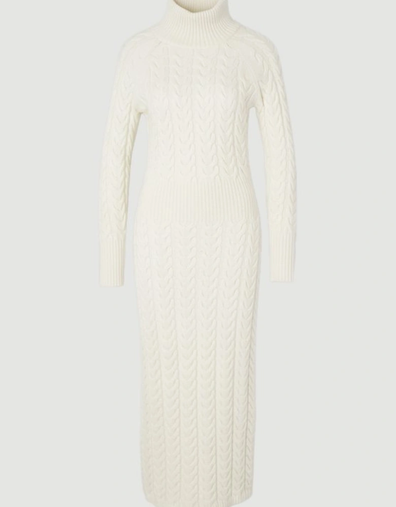 Cable Knit Funnel Neck Maxi Dress