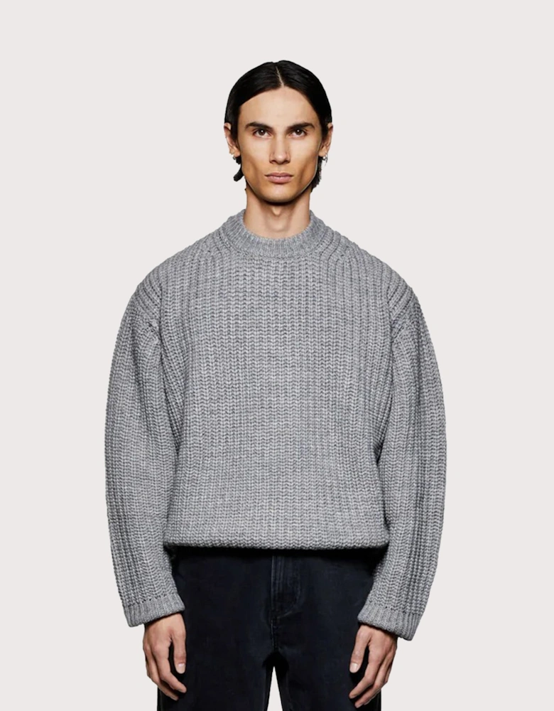 Oversized Chunky Rib Knit Crewneck Jumper