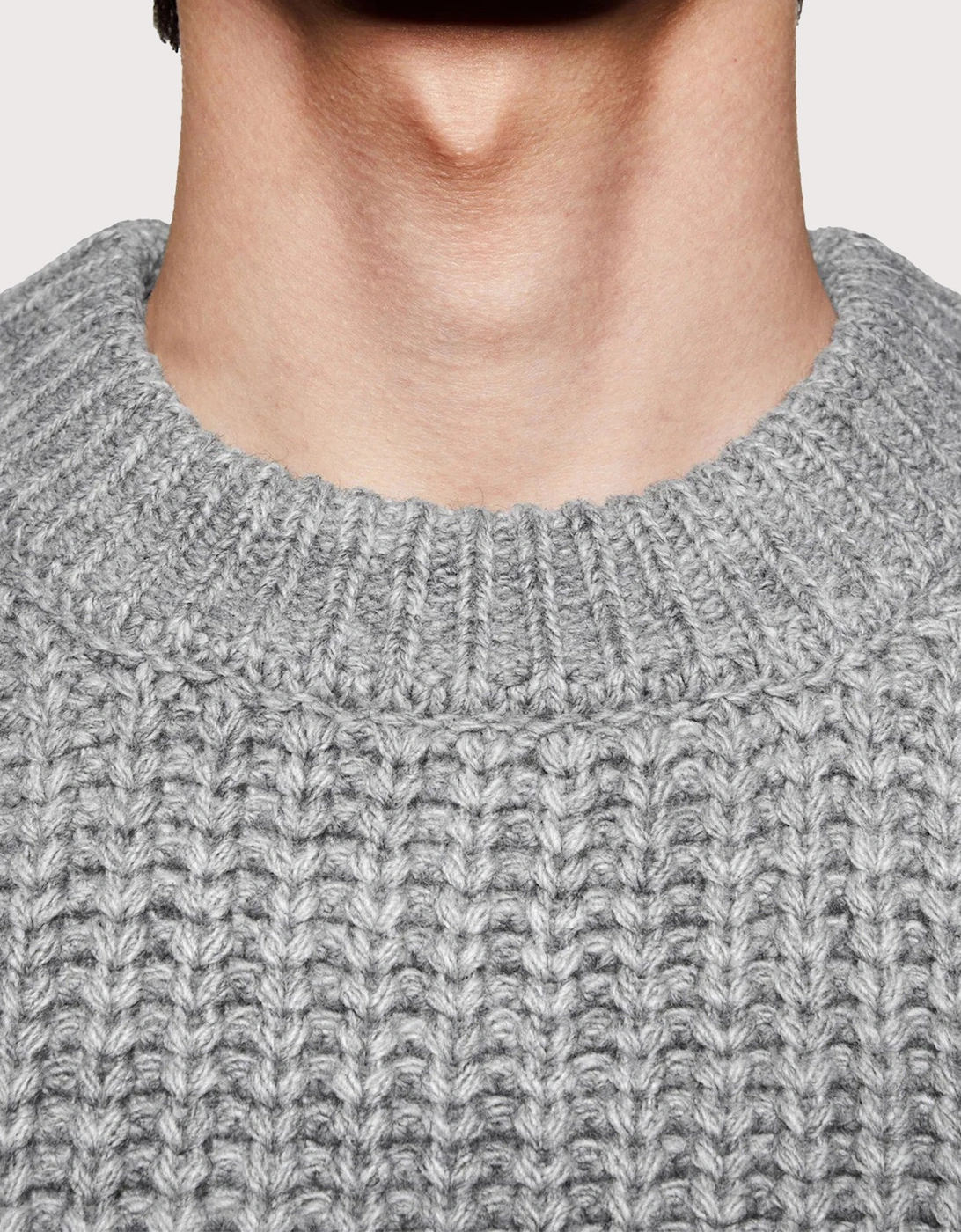 Oversized Chunky Rib Knit Crewneck Jumper