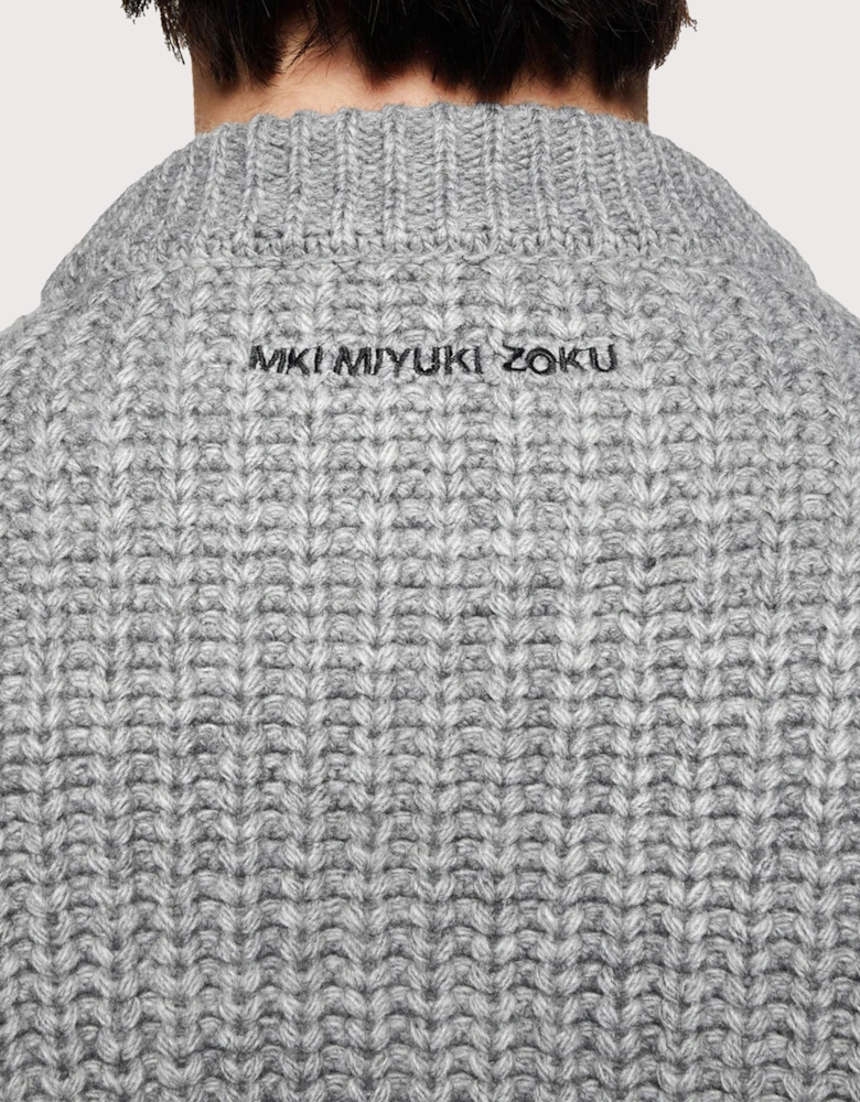 Oversized Chunky Rib Knit Crewneck Jumper