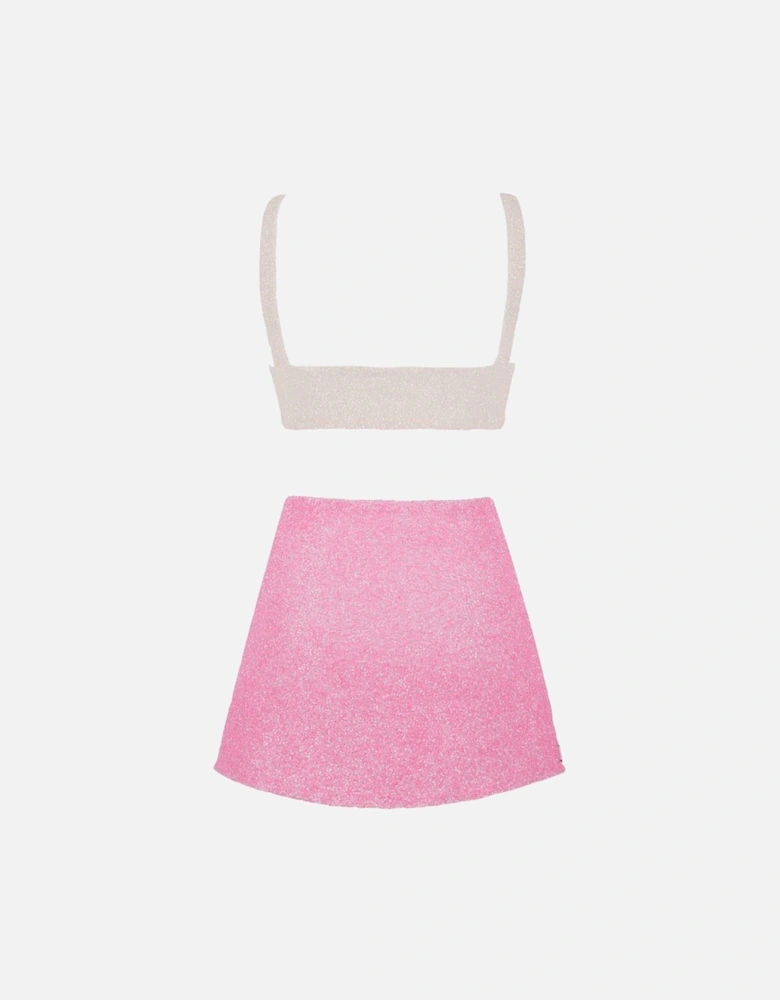 Vegas Beaded Pink Party Beach Co-ord - Mini Skirt