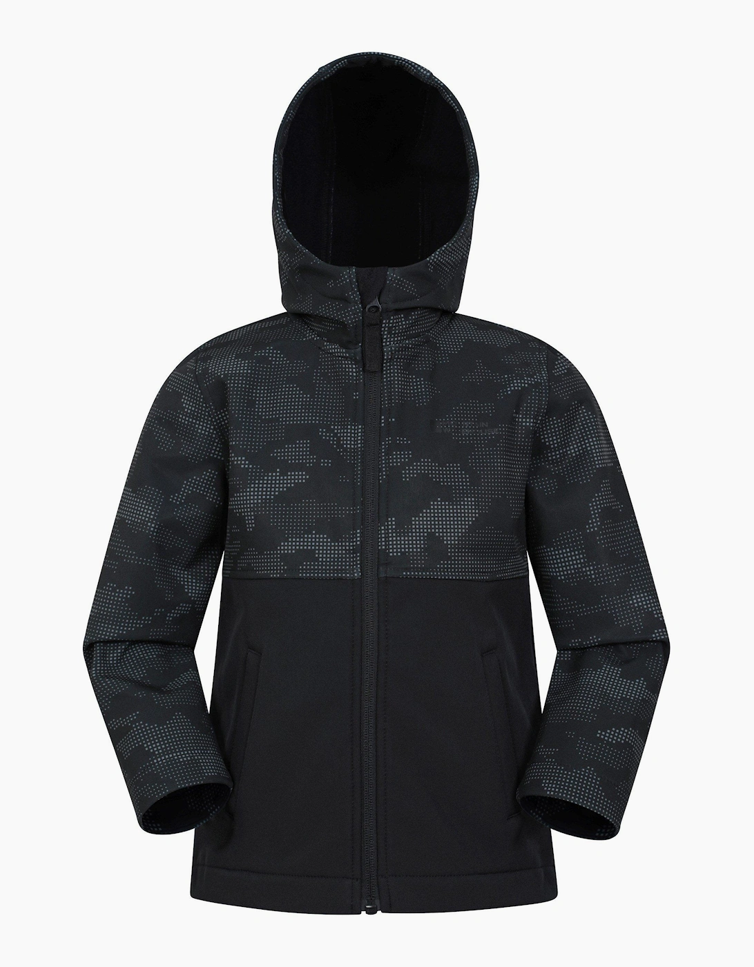 Mountain Warehouse Boys Black 'S Childrens/ Exodus Camouflage Soft Shell Jacket - Size: 9 Years/10 Years Kids