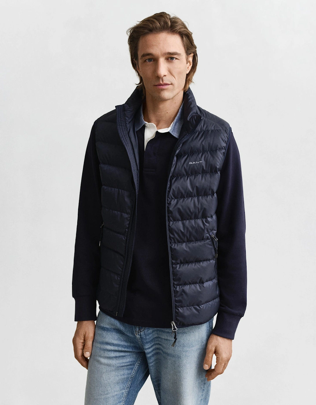 Mens Light Down Padded Gilet - 433 Evening Blue, 5 of 4