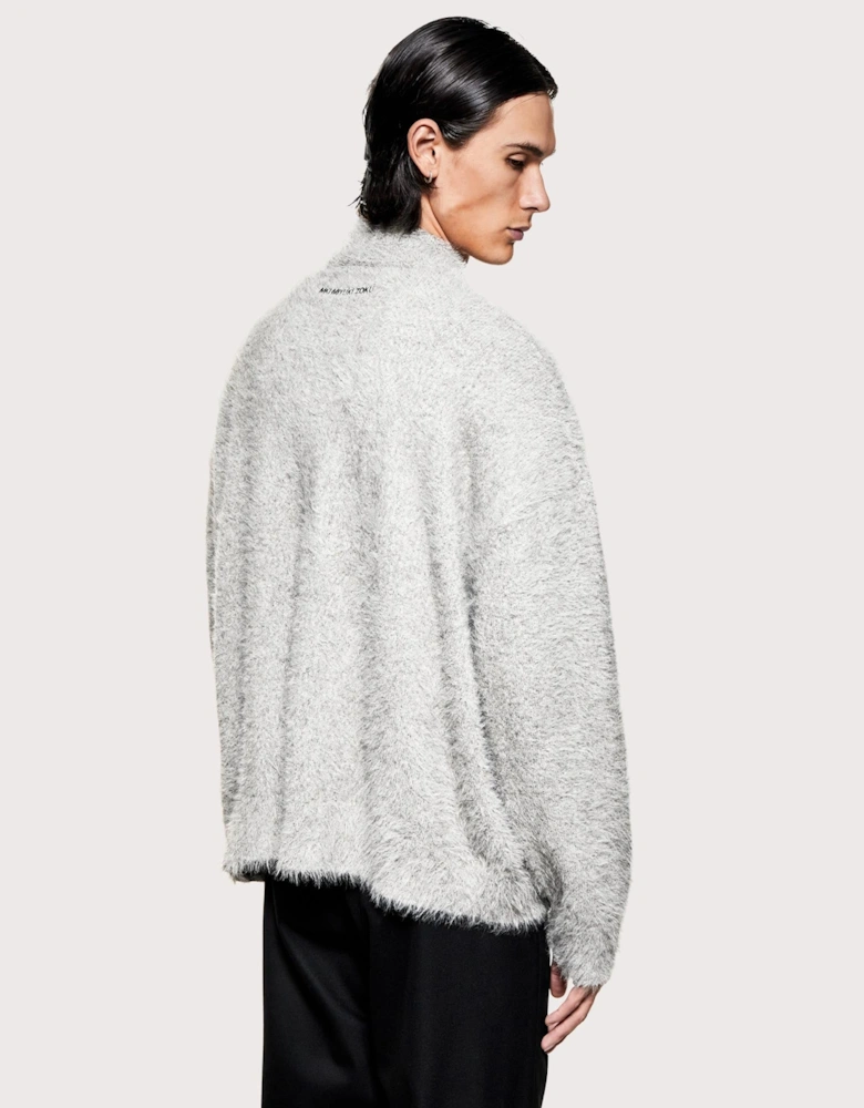 Faux Alpaca Knit Track Jacket