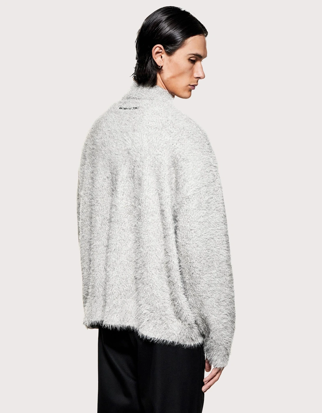 Faux Alpaca Knit Track Jacket