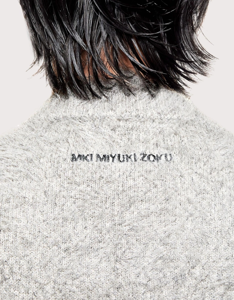 Faux Alpaca Knit Track Jacket