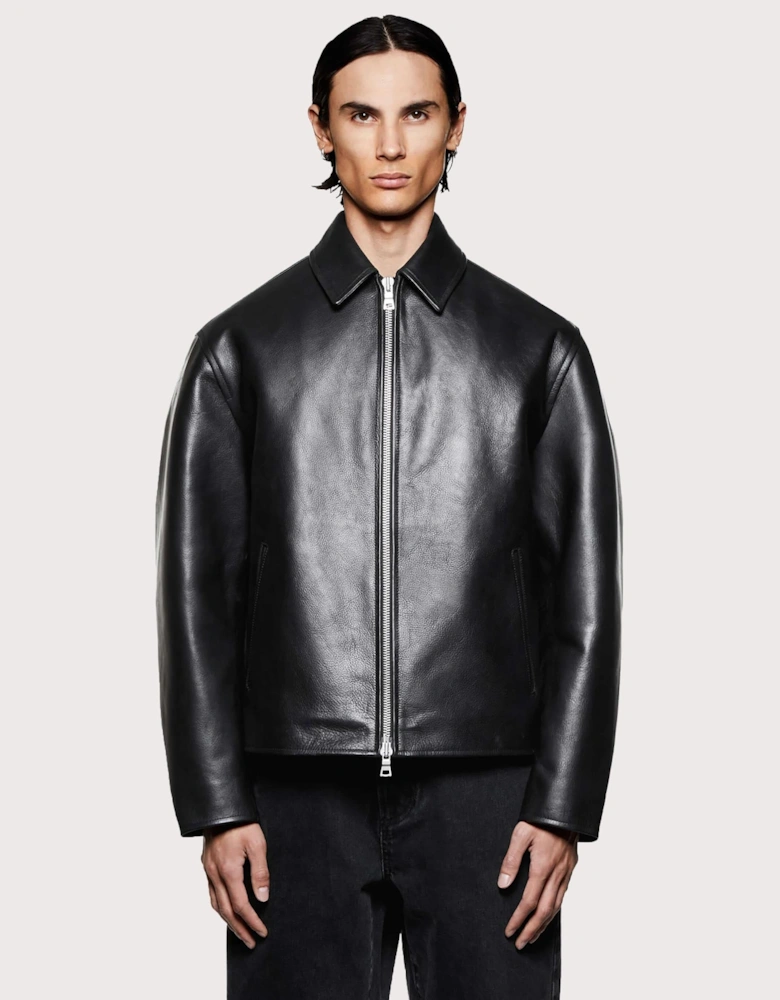 Cropped Leather Rider Jacket