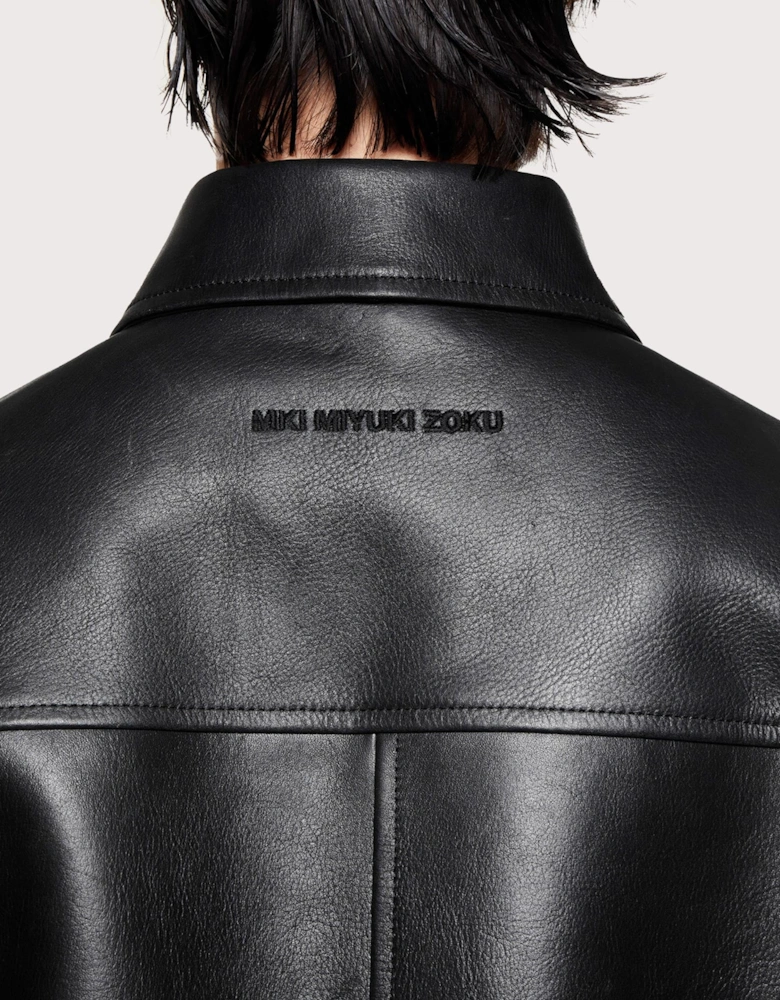 Cropped Leather Rider Jacket