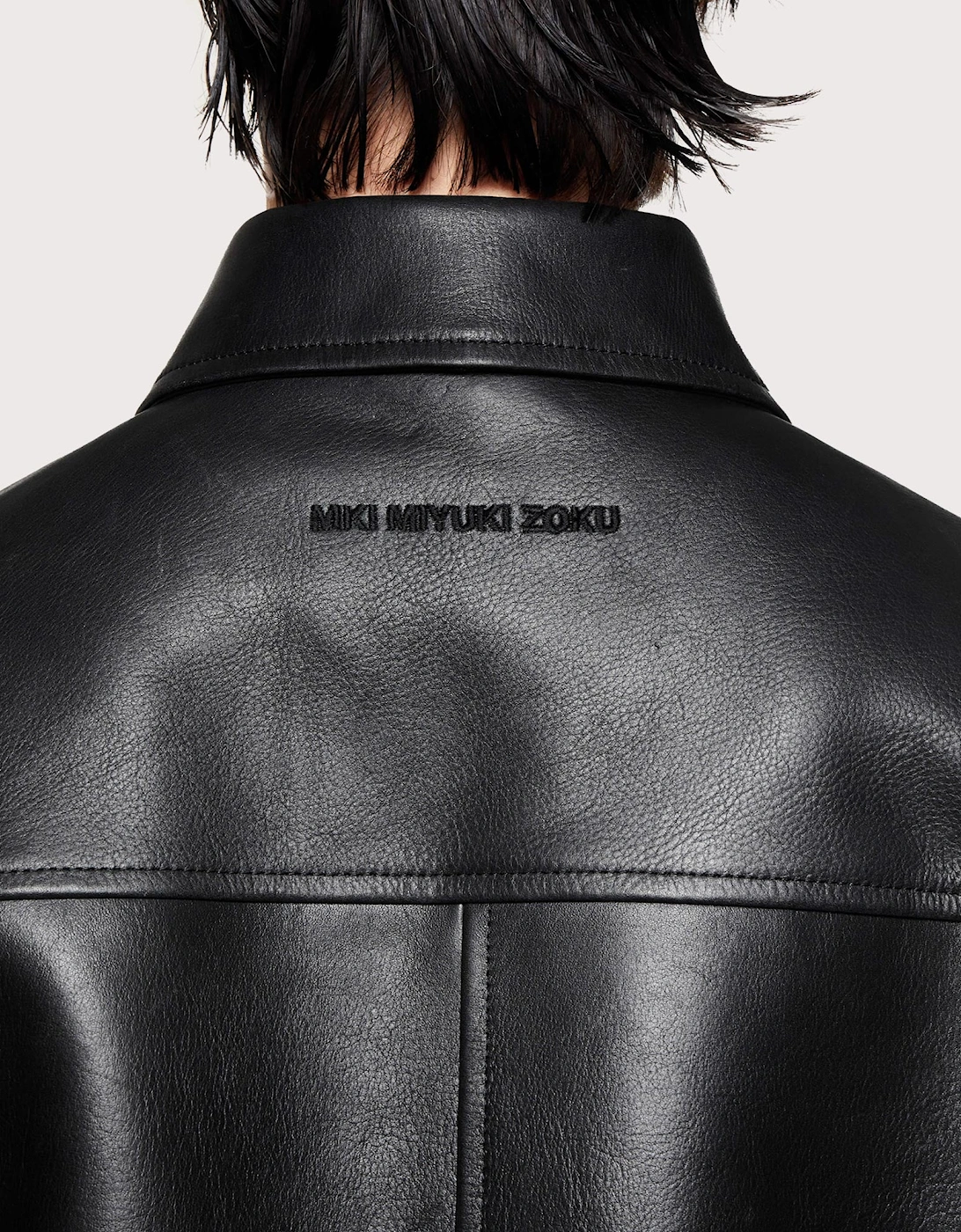 Cropped Leather Rider Jacket