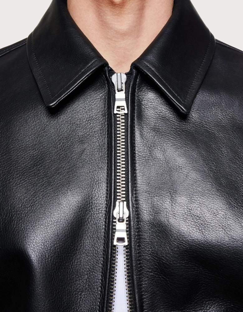 Cropped Leather Rider Jacket