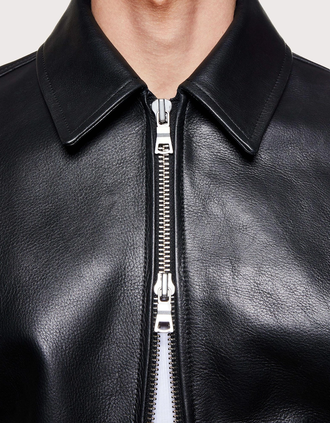 Cropped Leather Rider Jacket