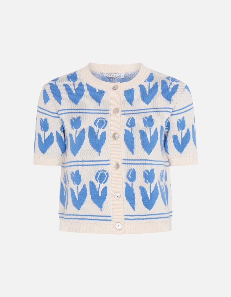 Lulu Floral Cardigan in Cream and Blue