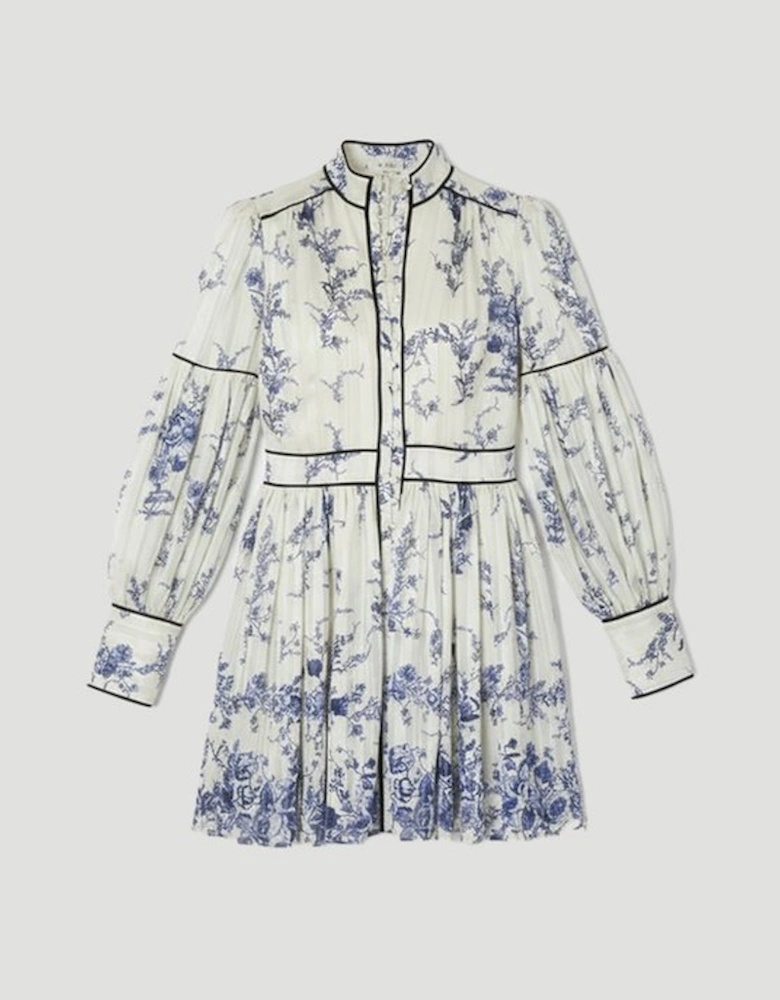 Floral Print Woven Balloon Sleeve Mini Dress