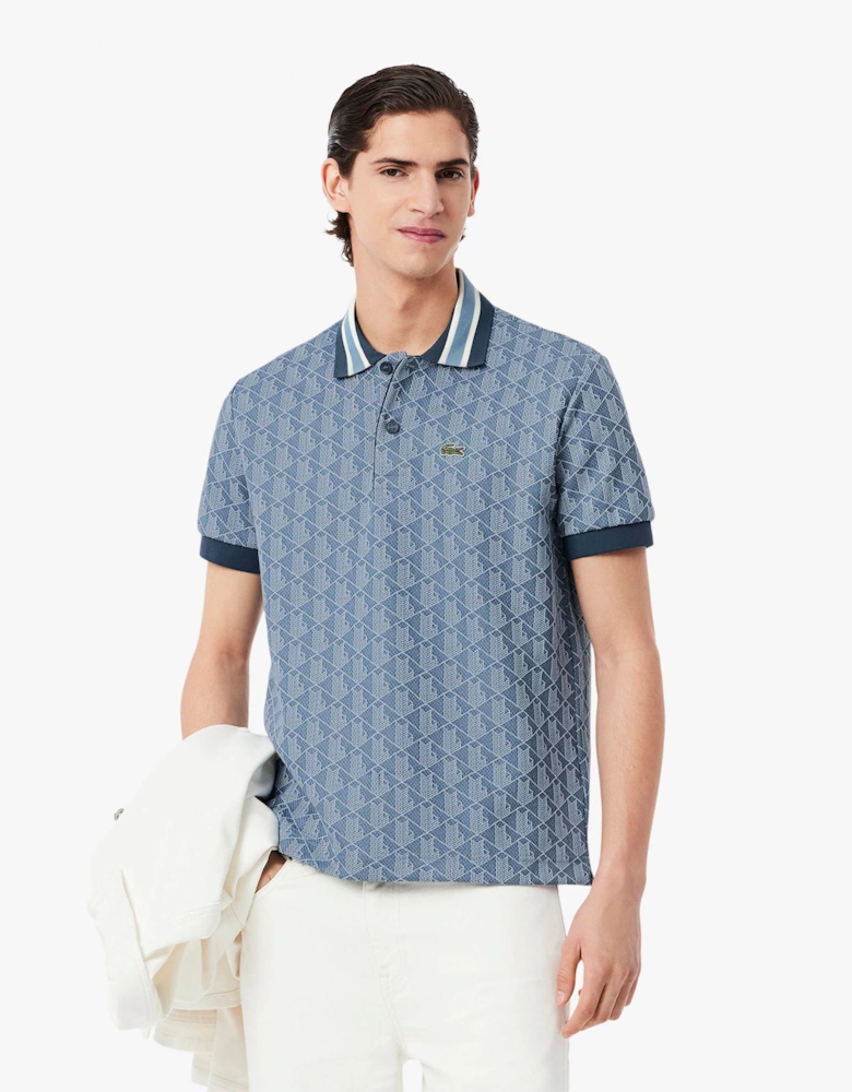 Classic-Fit Monogram Jacquard Polo Shirt