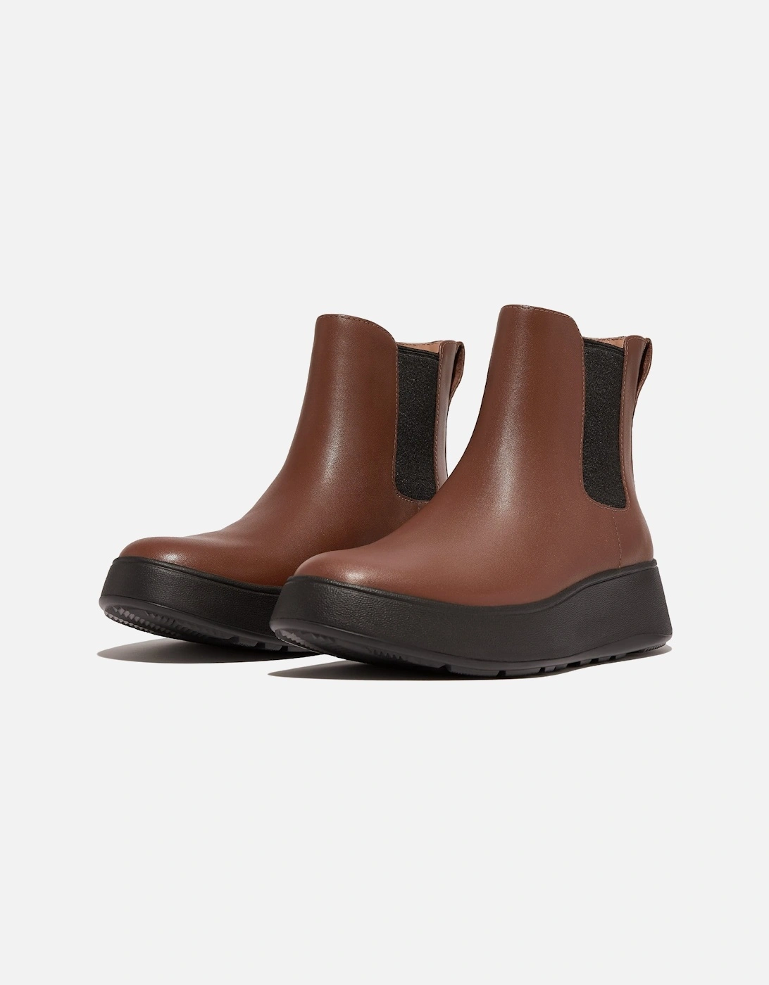F-Mode Leather FlatForm Chelsea Boots