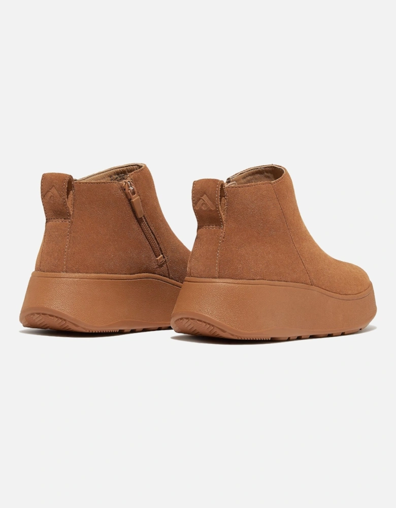 F-Mode Suede Flatform Zip Ankle Boots