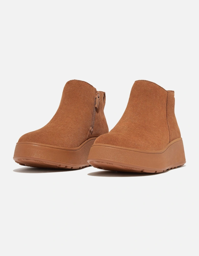 F-Mode Suede Flatform Zip Ankle Boots