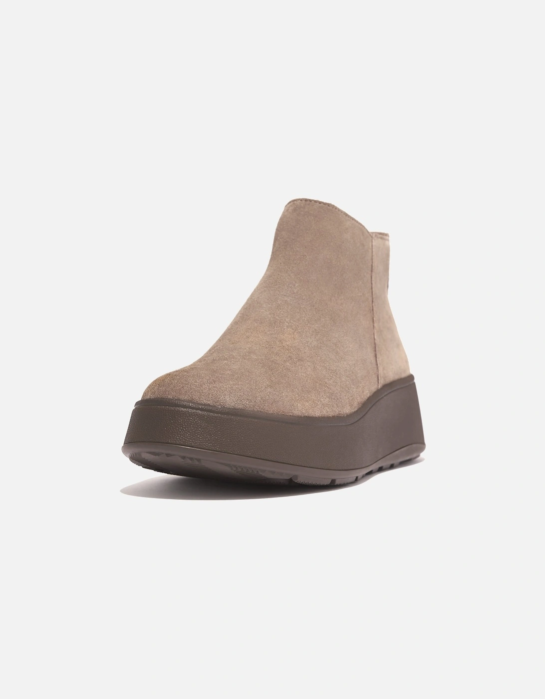 F-Mode Suede Flatform Zip Ankle Boots