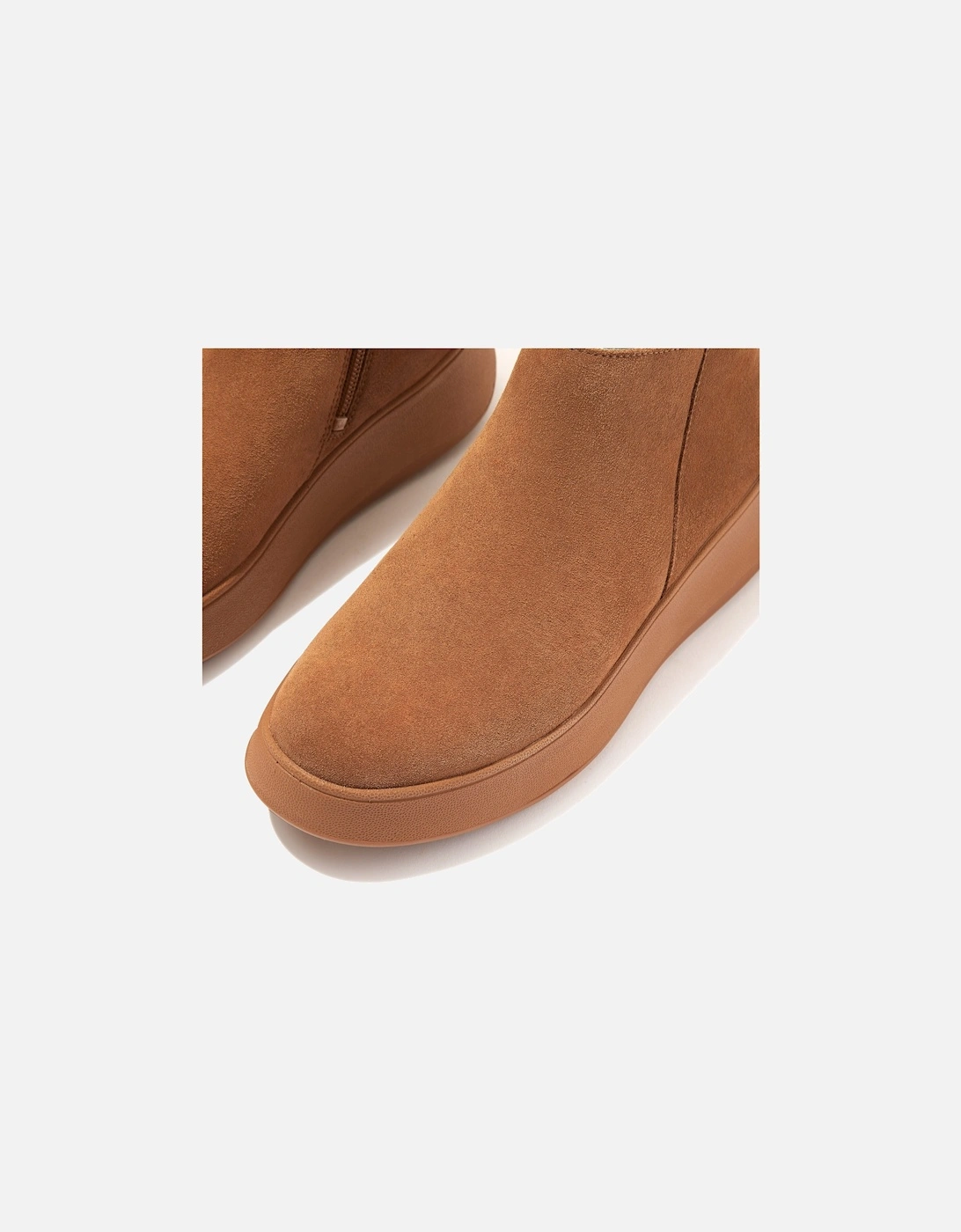 F-Mode Suede Flatform Zip Ankle Boots