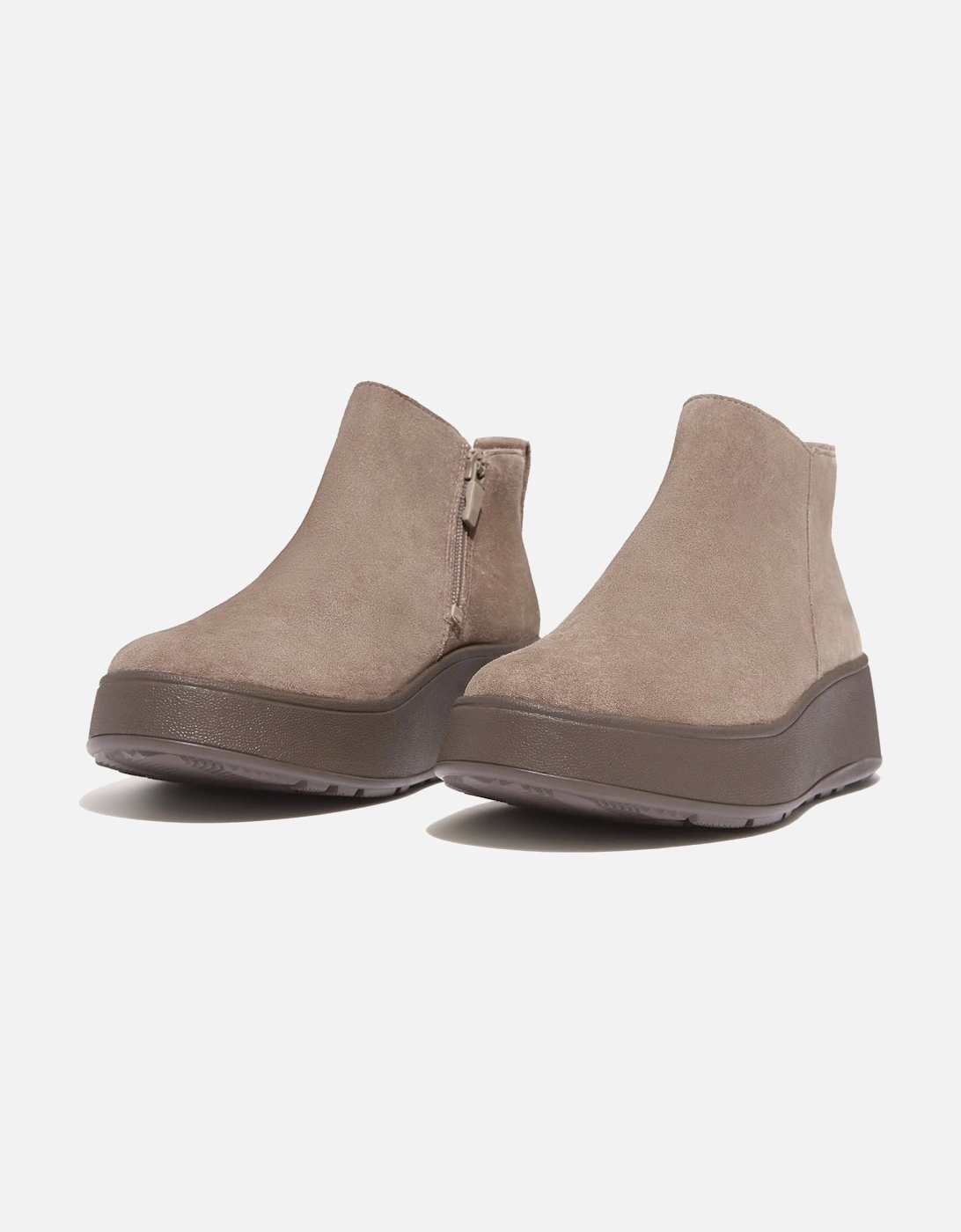 F-Mode Suede Flatform Zip Ankle Boots