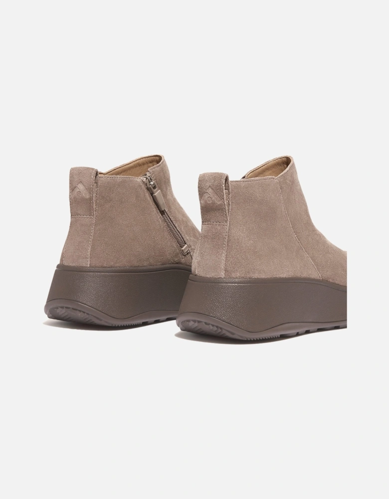 F-Mode Suede Flatform Zip Ankle Boots